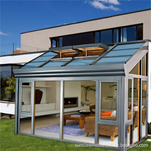 Aluminium Glass Sunroom with Skylight Roof Windows